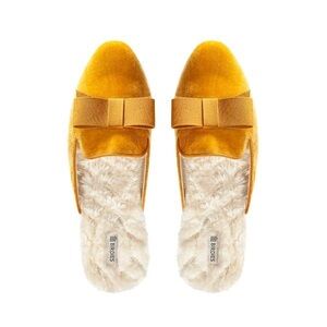 Birdies Phoebe Slippers In Saffron Bow Detail Mule Slide